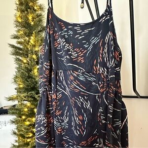 BOGO: LOFT Navy and Orange Patterned Dress